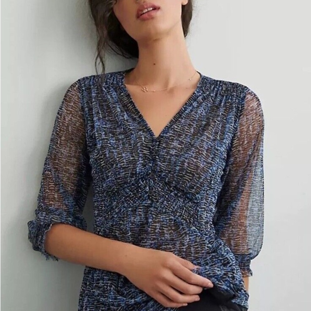 Anthropologie Blue Sheer Blouse